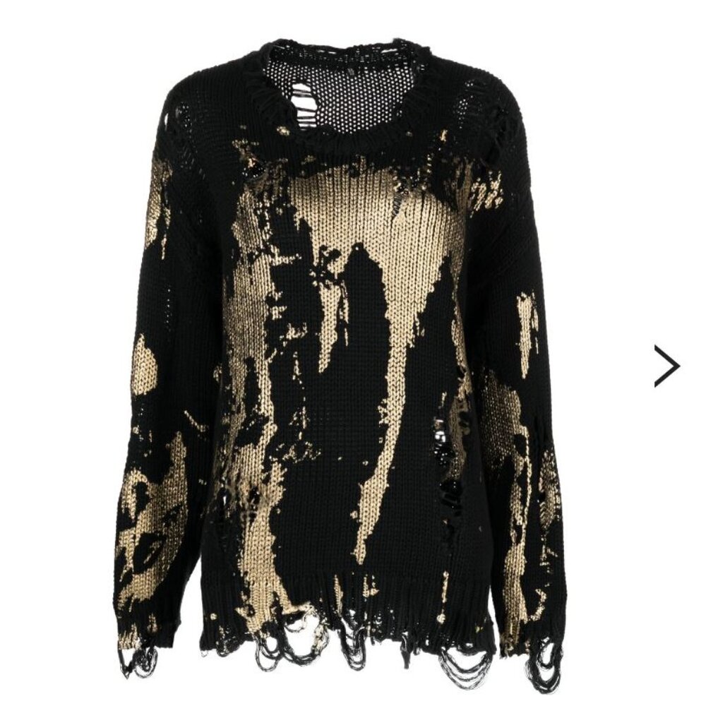 R13 Black and Gold Distressed Sweater